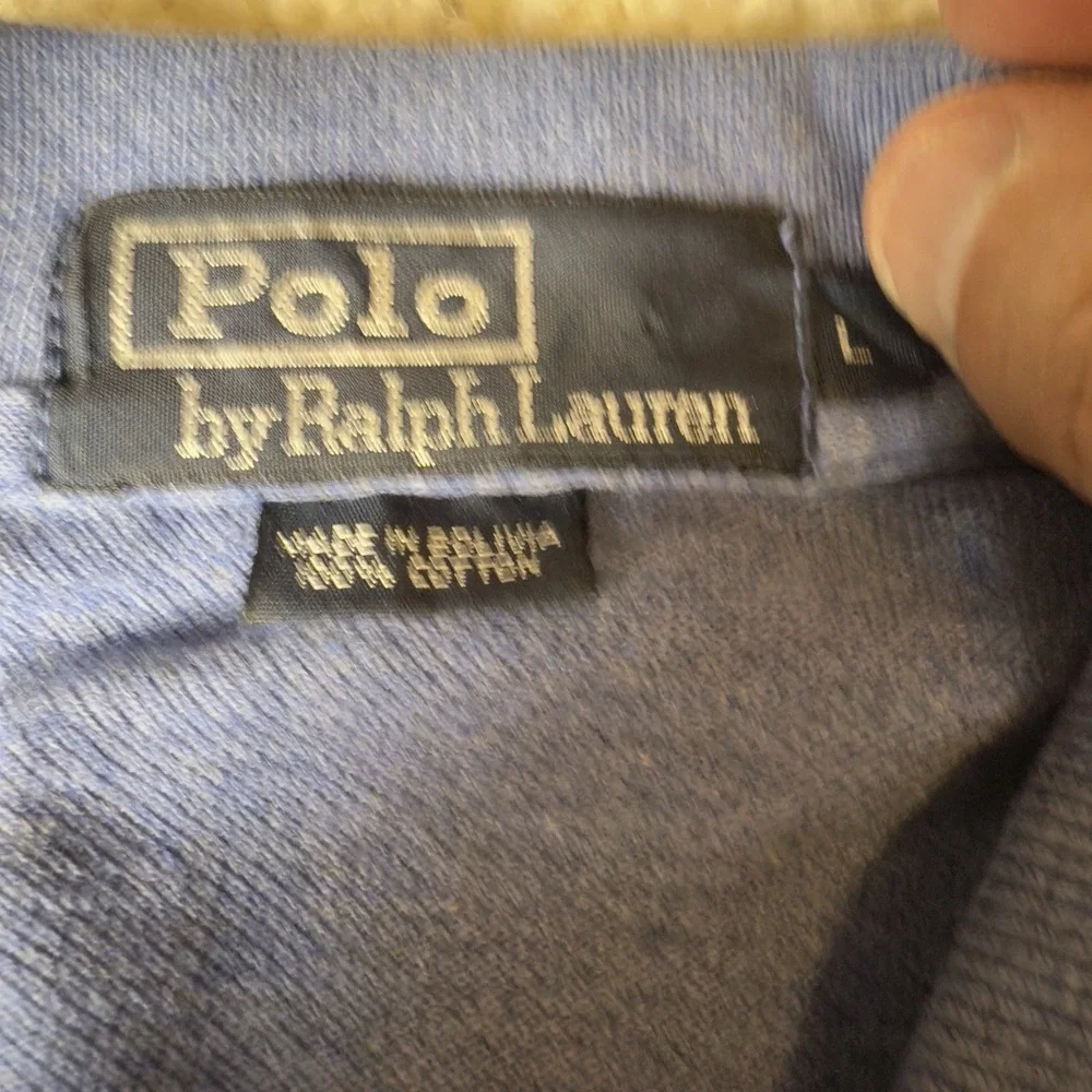 Vintage Y2K Polo Ralph Lauren Polo Shirt Men Large Blue Long Sleeve Pony Bolivia